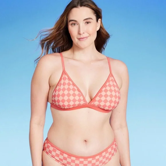 Kona Sol | Swim | New Kona Sol Coral Checkered Print Bikini